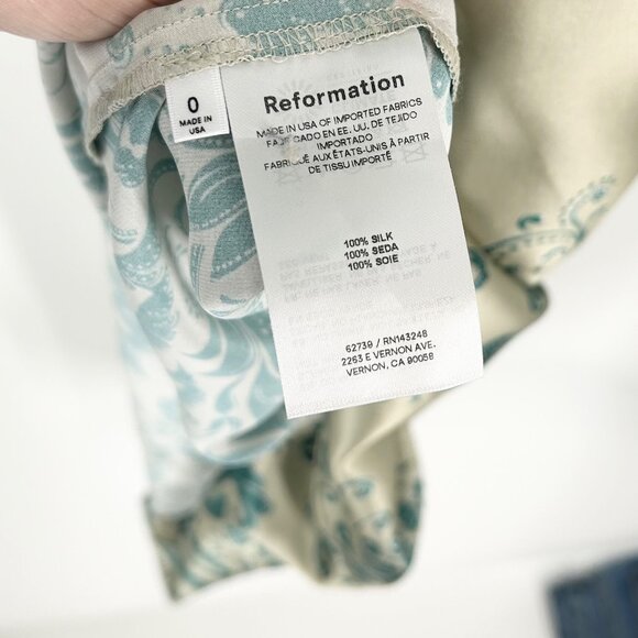 NWT Reformation Frankie 100% Silk Slip Dress in Sage Border - Picture 10 of 11
